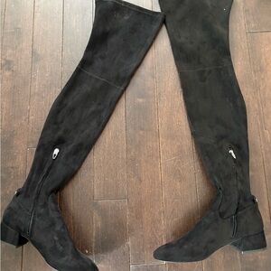 Dolce Vita Black Suede Over-the-Knee Zip Boots